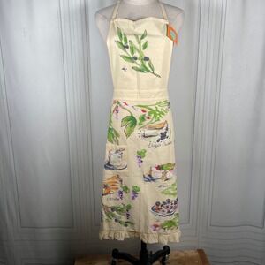 NWT Julia Junkin Textiles Kitchen Apron French Countryside Food Print - Cotton